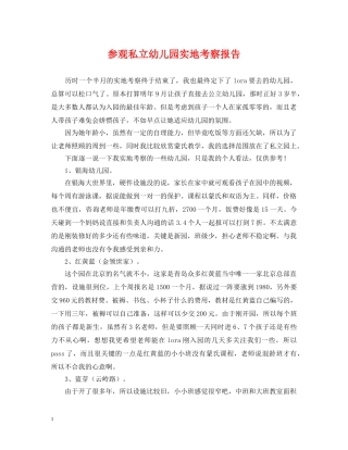参观私立幼儿园实地考察报告 