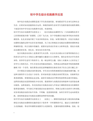 初生综合实践教学反思