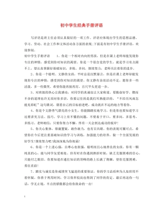 初生经典手册评语