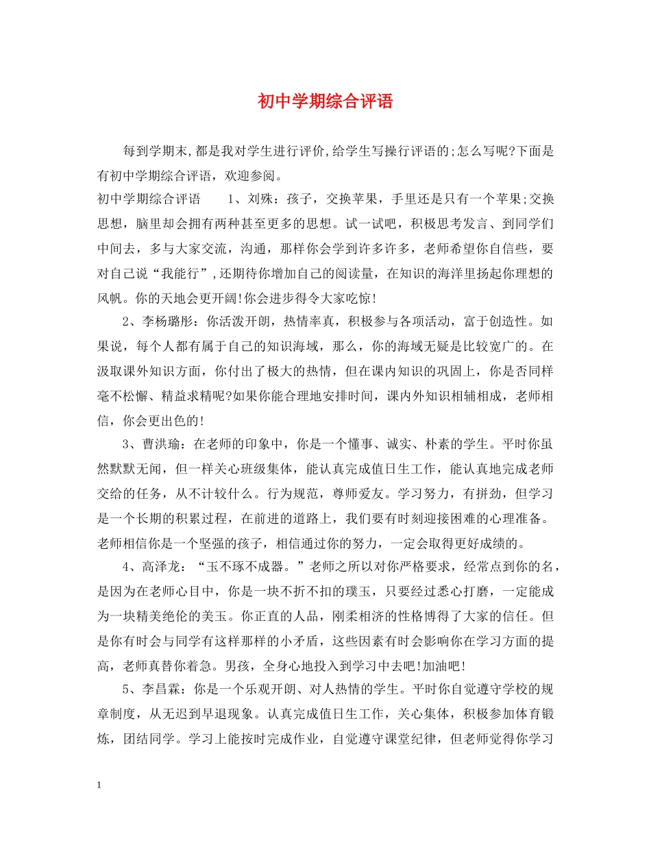 初期综合评语_第1页