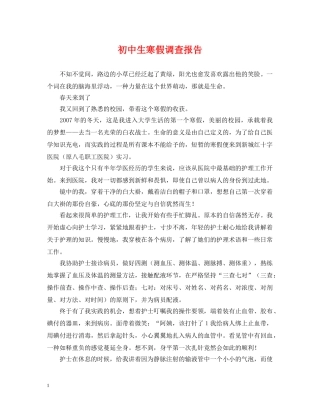 初中生寒假调查报告