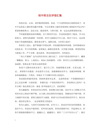 初中班主任评语汇集