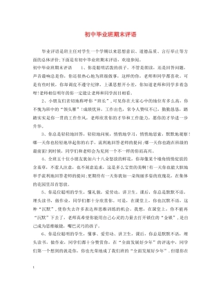 初中毕业班期末评语