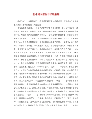 初中期末报告书评语集锦