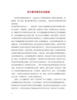 初中数学教学反思集锦