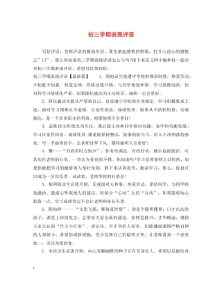 初三学期表现评语