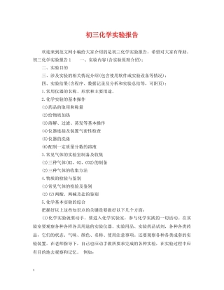 初三化学实验报告