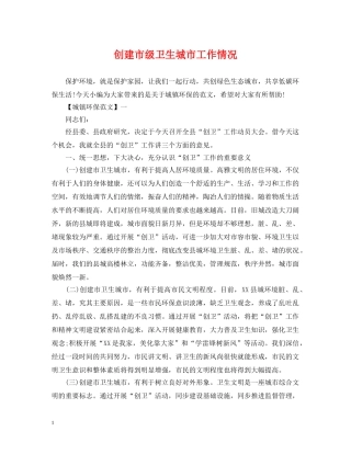 创建市级卫生城市工作情况