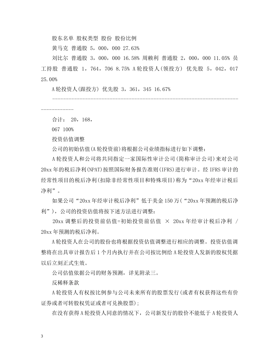 出资认股意向书_第3页