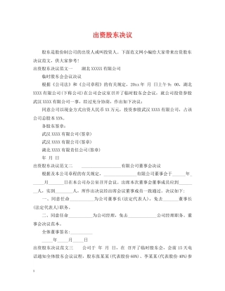 出资股东决议