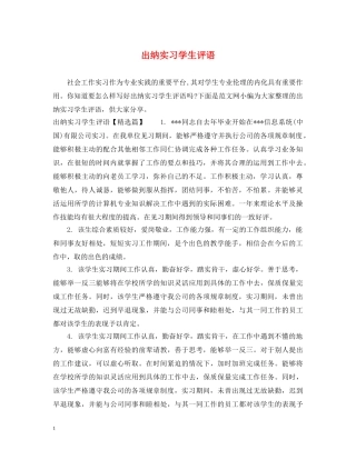 出纳实习学生评语