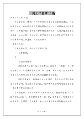 一周工作参考总结15篇