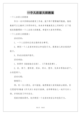 一个人在家大班教案