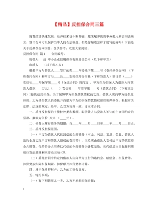 【精品】反担保合同三篇