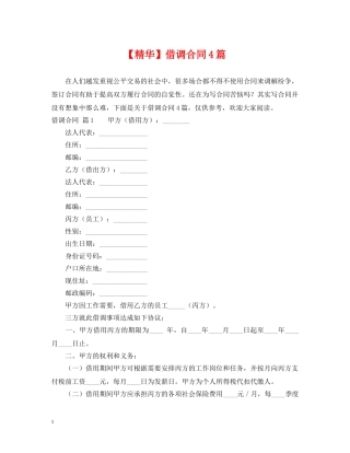 【精华】借调合同4篇