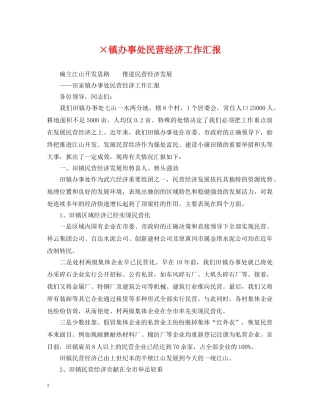 ×镇办事处民营经济工作汇报