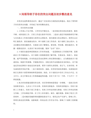 ×局领导班子存在的突出问题及初步整改意见