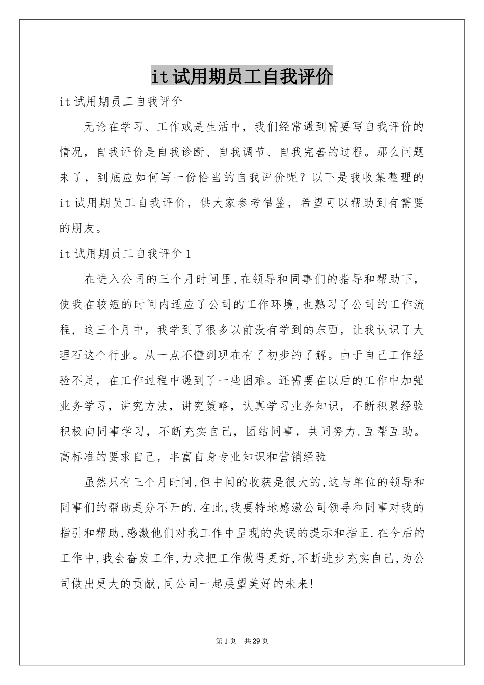 it试用期员工自我评价_第1页
