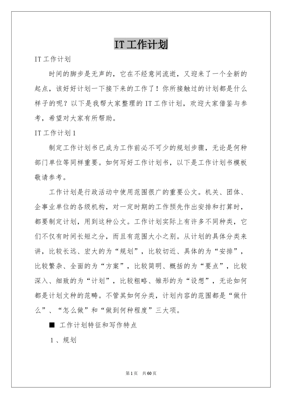 IT工作参考计划_第1页