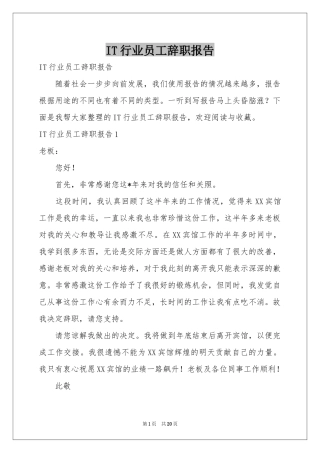 IT行业员工辞职报告