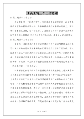 IT员工转正个工作参考总结