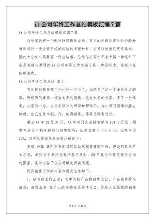 it公司年终工作参考总结模板汇编7篇