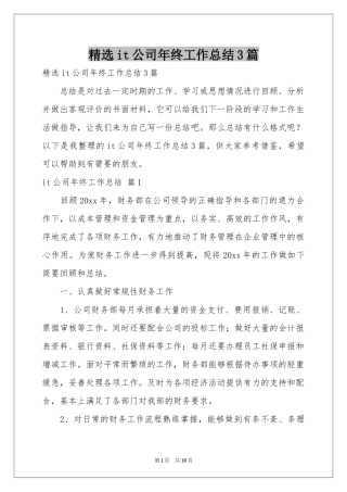 it公司年终工作参考总结3篇