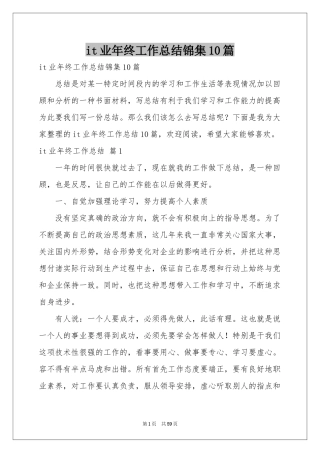 it业年终工作参考总结锦集10篇