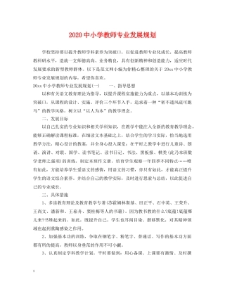 20小学教师专业发展规划