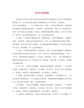 20字小学评语