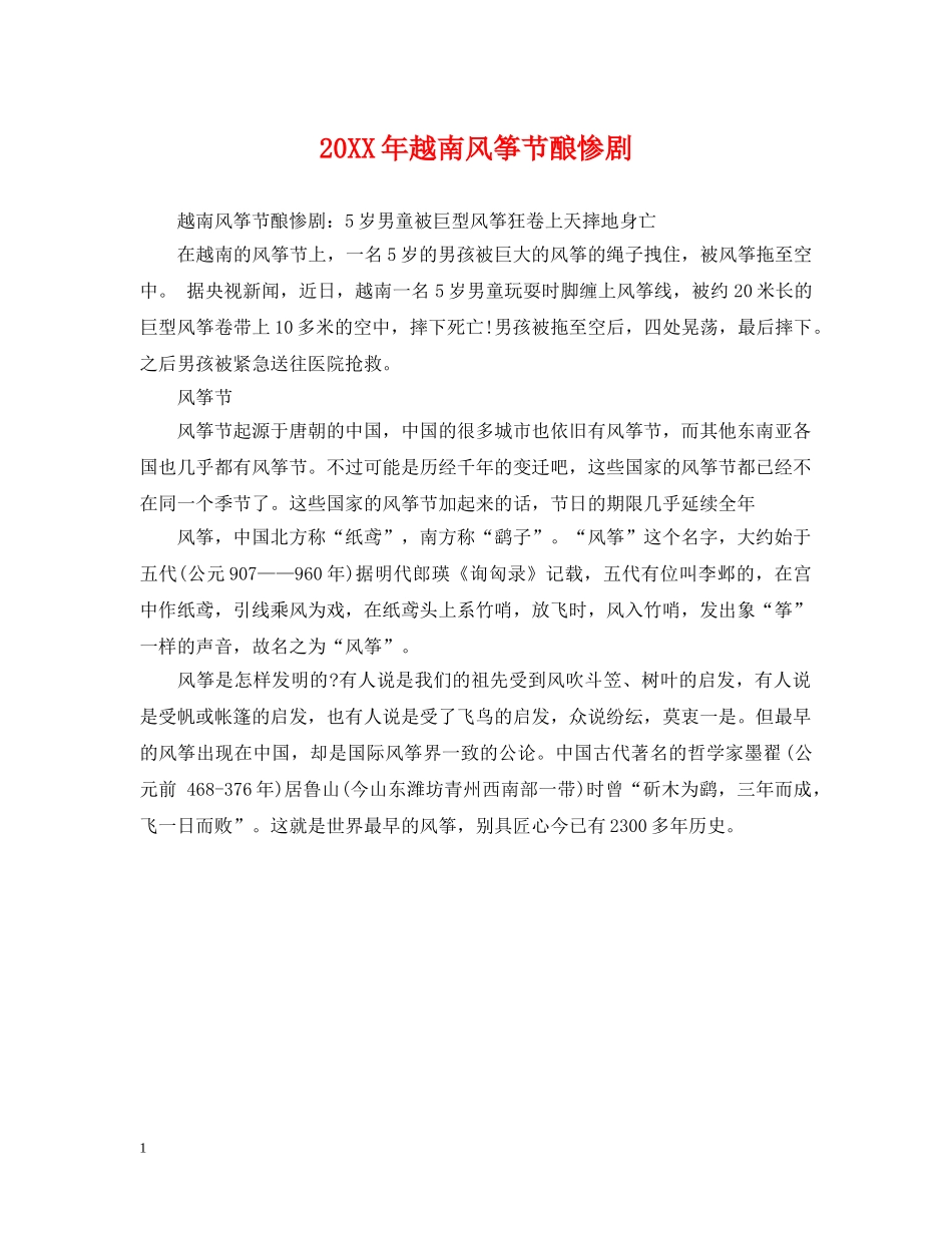 20XX年越南风筝节酿惨剧_第1页