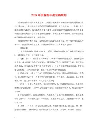 20XX年美容院年度营销规划