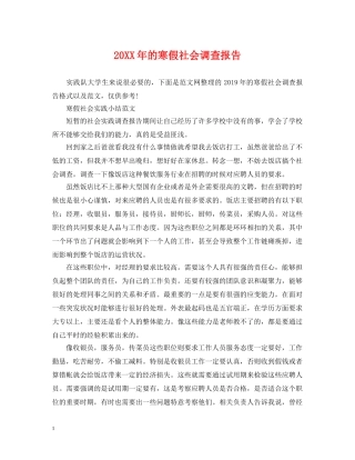 20XX年的寒假社会调查报告