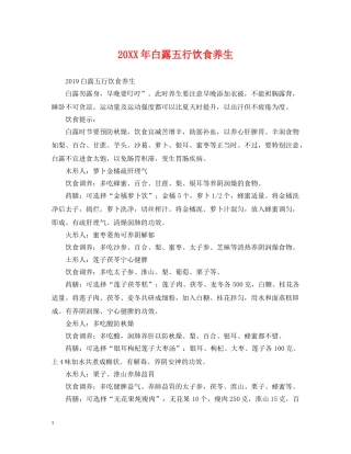 20XX年白露五行饮食养生