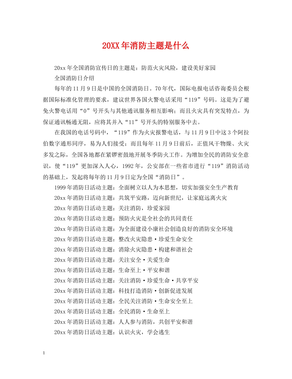 20XX年消防主题是什么_第1页
