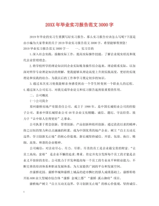 20XX年毕业实习报告范文3000字