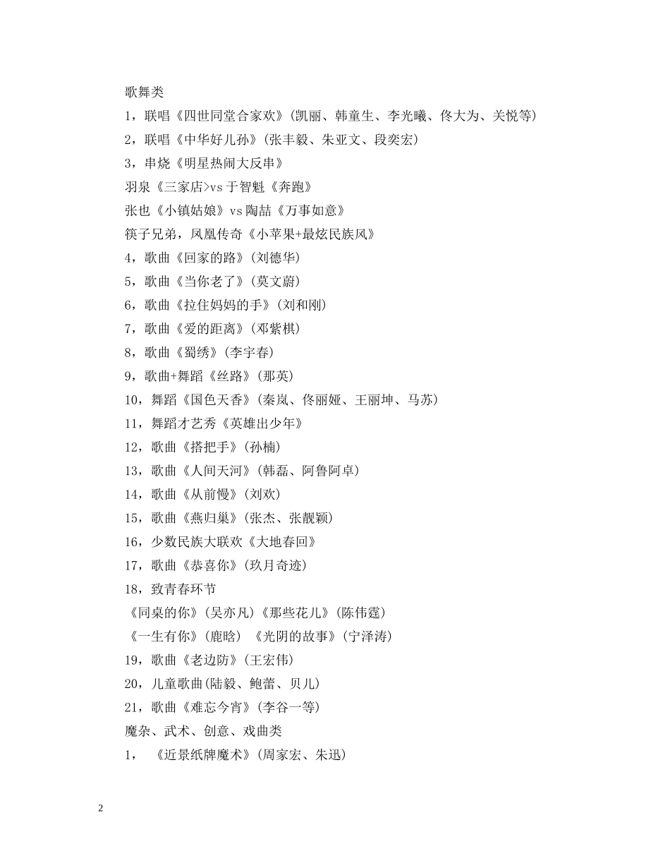 20XX年春节联欢晚会的节目单_第2页