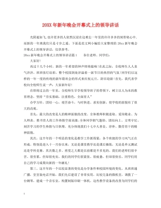 20XX年新年晚会开幕式上的领导讲话