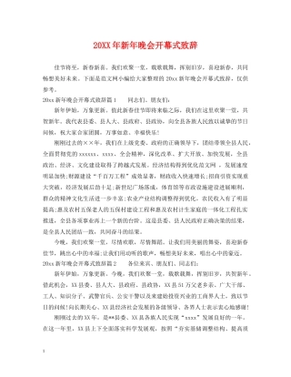 20XX年新年晚会开幕式致辞