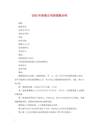 20XX年担保公司的借款合同