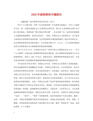 20XX年弱势群体开题报告