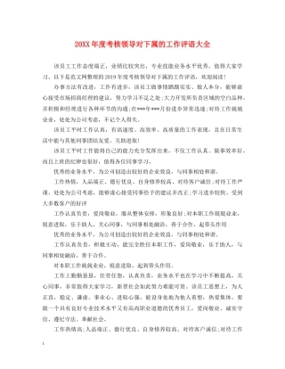 20XX年度考核领导对下属的工作评语大全