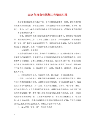 20XX年度宣传思想工作情况汇报