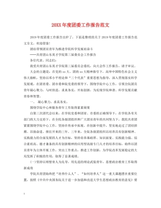 20XX年度团委工作报告范文