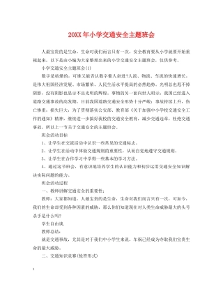 20XX年小学交通安全主题班会