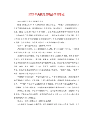 20XX年央视元旦晚会节目看点