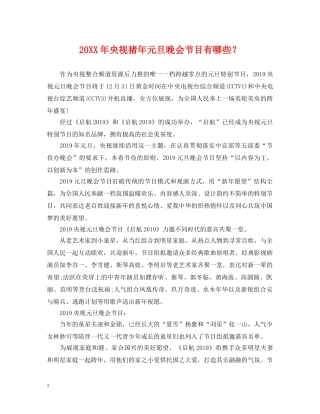 20XX年央视猪年元旦晚会节目有哪些？