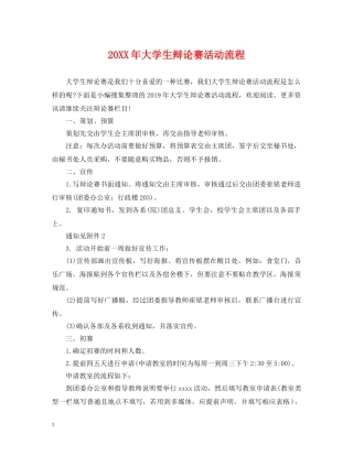 20XX年大学生辩论赛活动流程