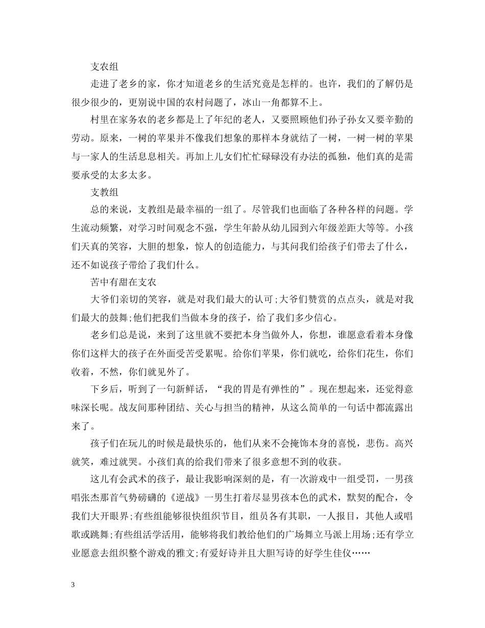 20XX年大学生暑假下乡支教社会实践_第3页