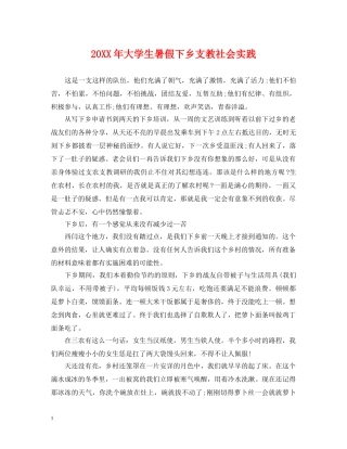 20XX年大学生暑假下乡支教社会实践